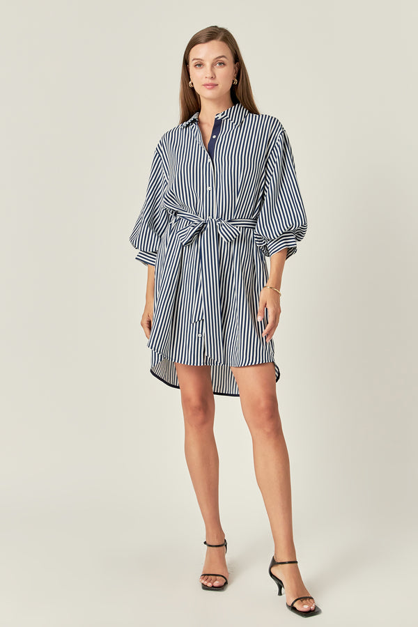 english factory Stripe Shirt Mini Dress WHITE/NAVY