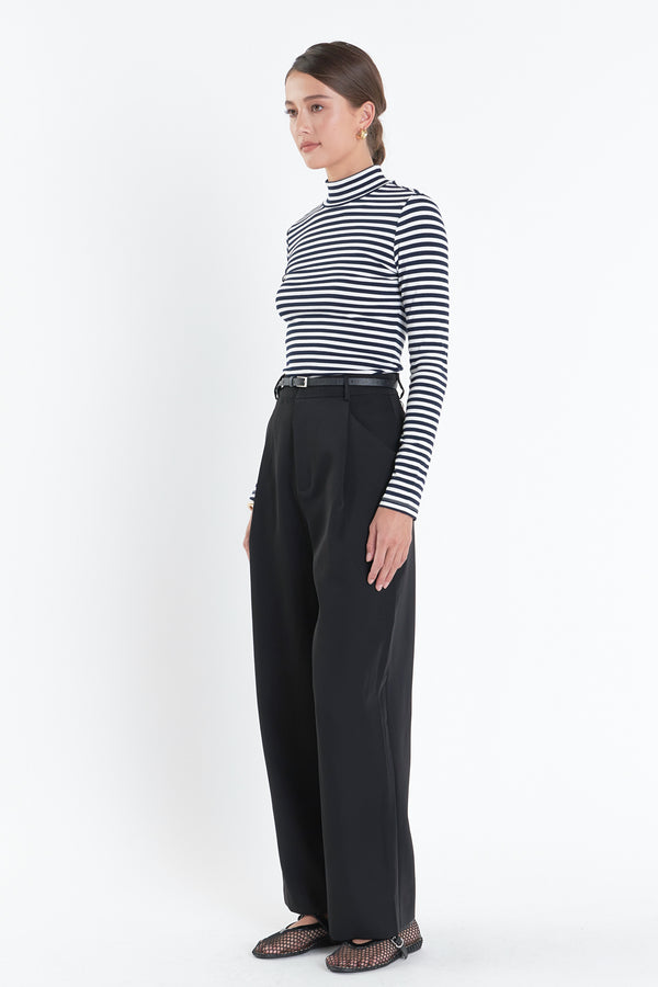 English Factory Stripe Turtle Neck Top NAVY/WHITE