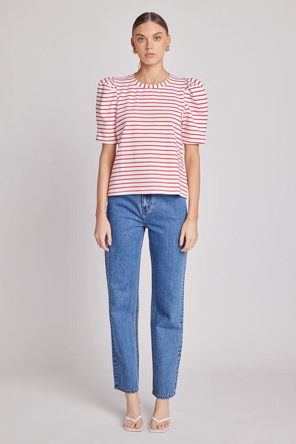english factory Stripe Women Knit Shirt WHITE/RED