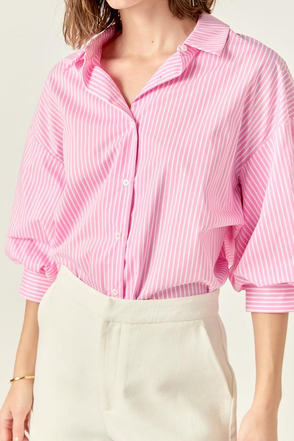 English Factory Striped Balloon Sleeve Shirt PINK