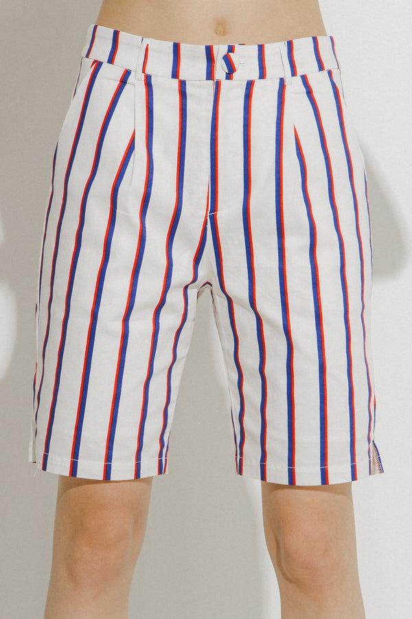 English Factory Striped Bermuda Pants WHITE