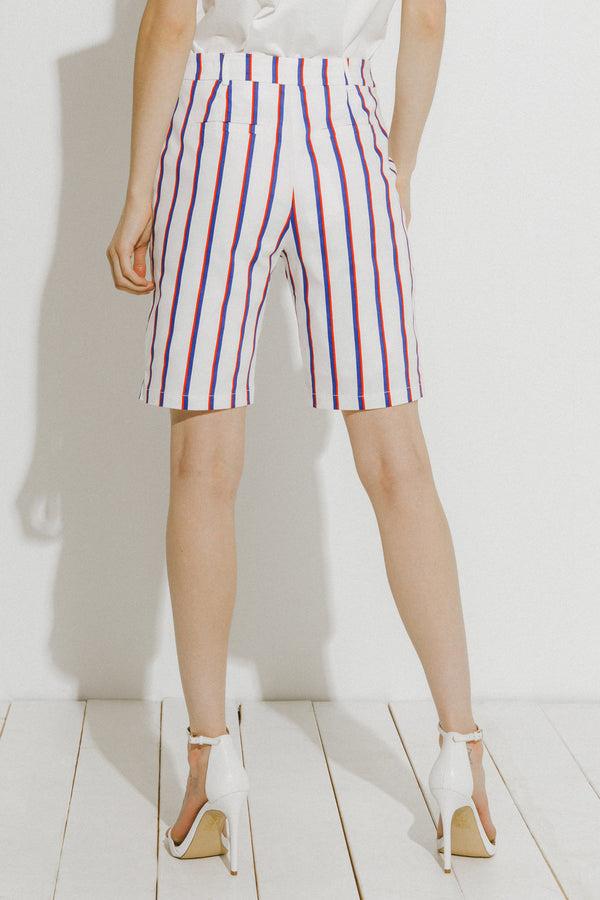 English Factory Striped Bermuda Pants WHITE