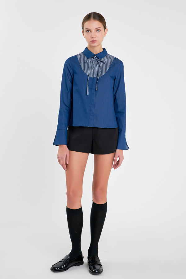 english factory Striped Bib Shirts CHAMBRAY