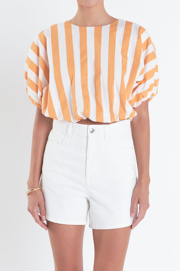 English Factory Striped Blouson Top ORANGE