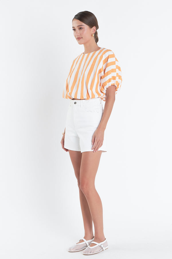 English Factory Striped Blouson Top ORANGE