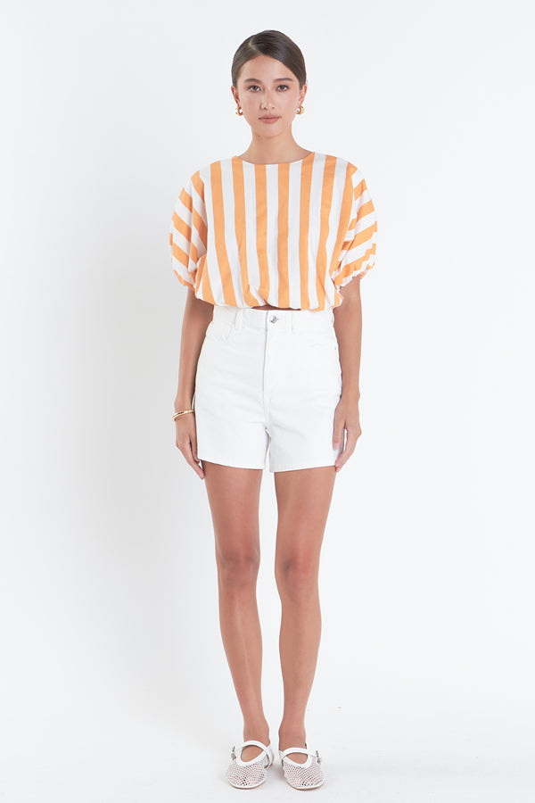 english factory Striped Blouson Top ORANGE