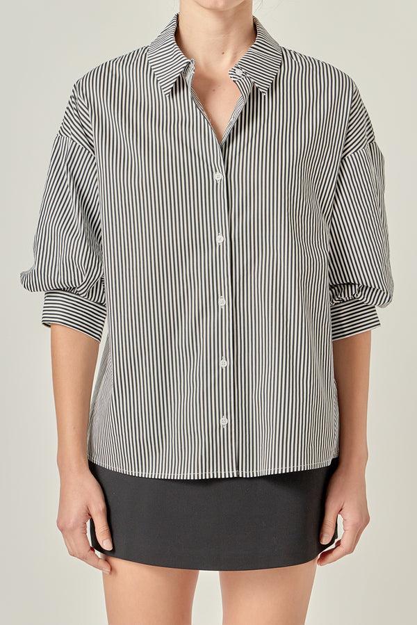 English Factory Striped Button Down Shirt BLACK