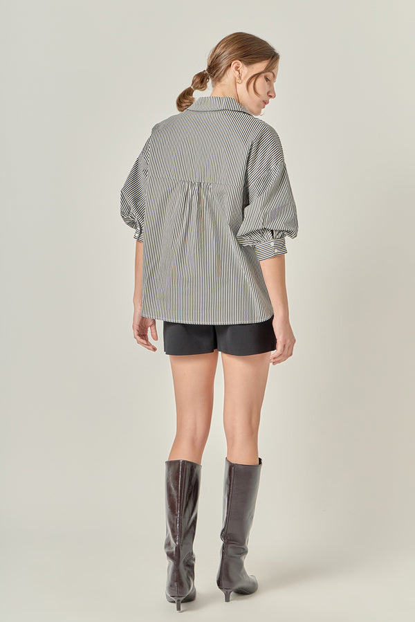 English Factory Striped Button Down Shirt BLACK