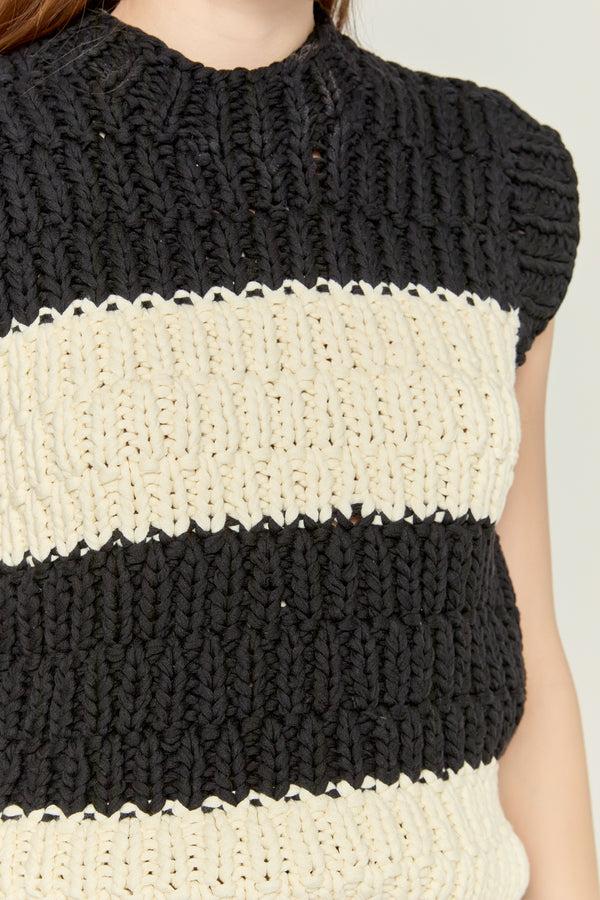 English Factory Striped Chunky Vest BLACK/IVORY
