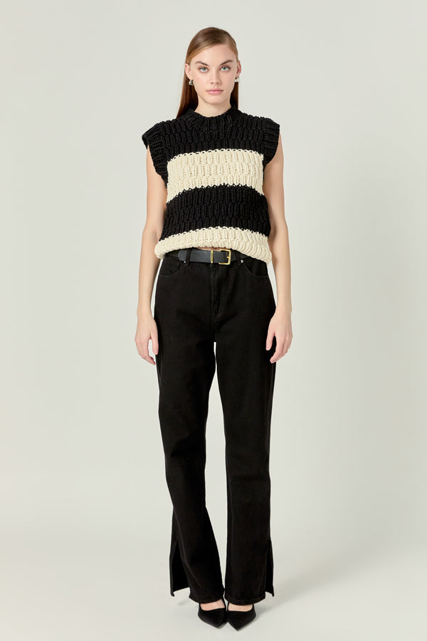 english factory Striped Chunky Vest BLACK/IVORY