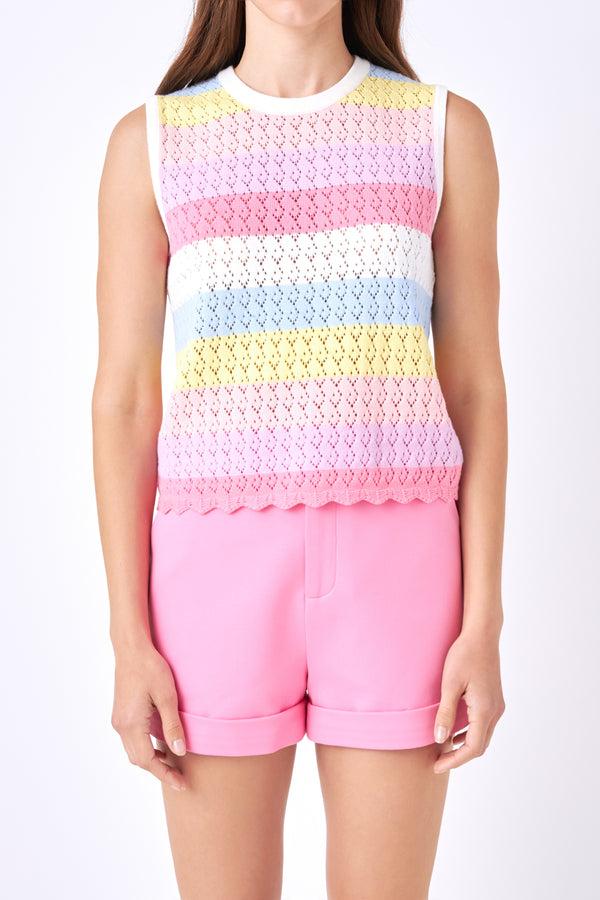 English Factory Striped Crochet Top MULTI