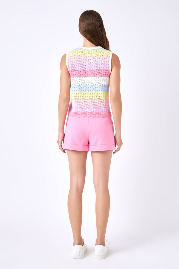 English Factory Striped Crochet Top MULTI