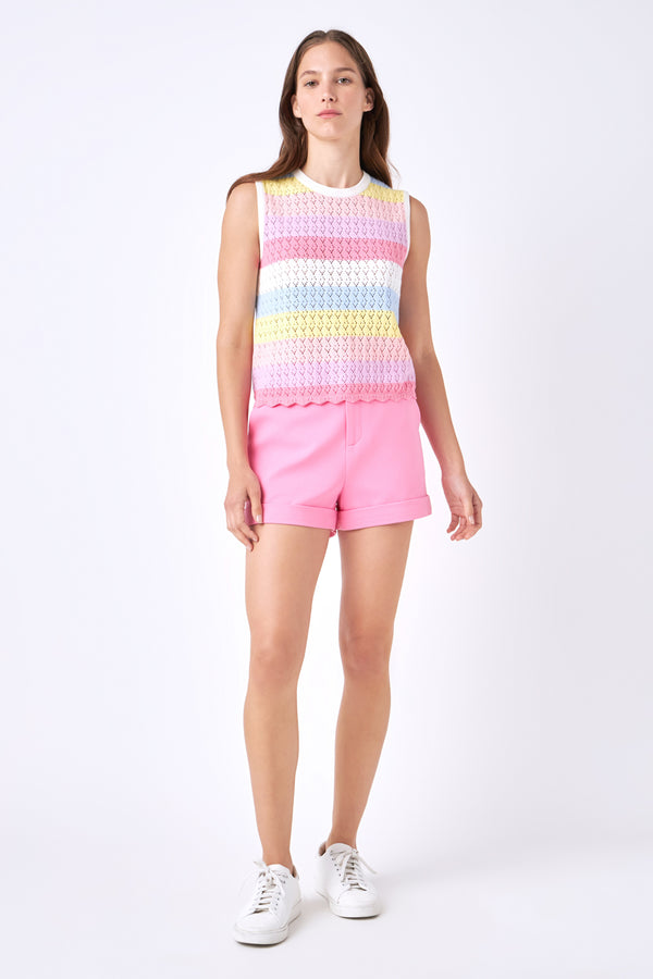 english factory Striped Crochet Top MULTI