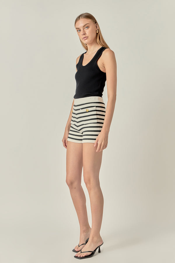 English Factory Striped Knit Shorts IVORY/BLACK
