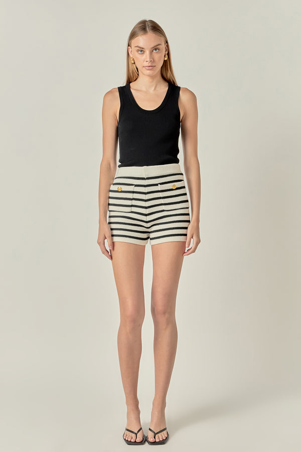 english factory Striped Knit Shorts IVORY/BLACK