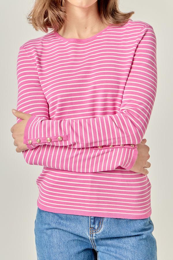 English Factory Striped Knit Sweater PINK/WHITE