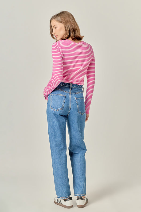English Factory Striped Knit Sweater PINK/WHITE