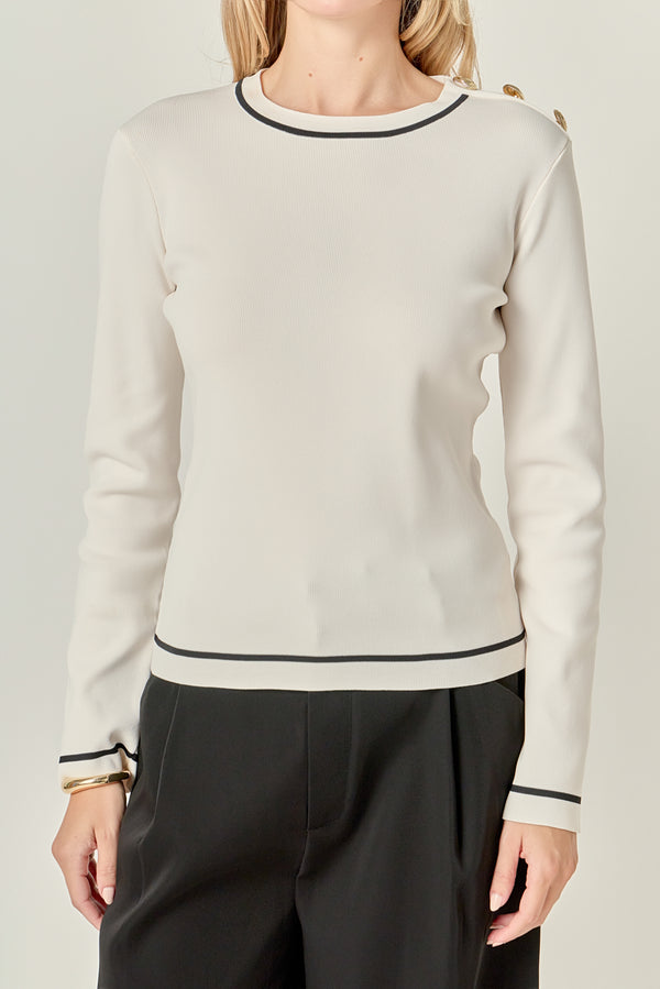 English Factory Striped Knit Top OFF WHITE/BLACK