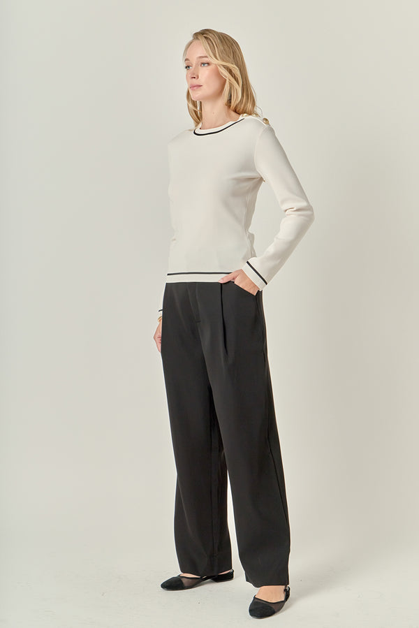 English Factory Striped Knit Top OFF WHITE/BLACK