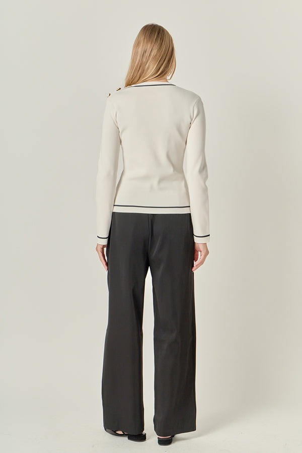 English Factory Striped Knit Top OFF WHITE/BLACK