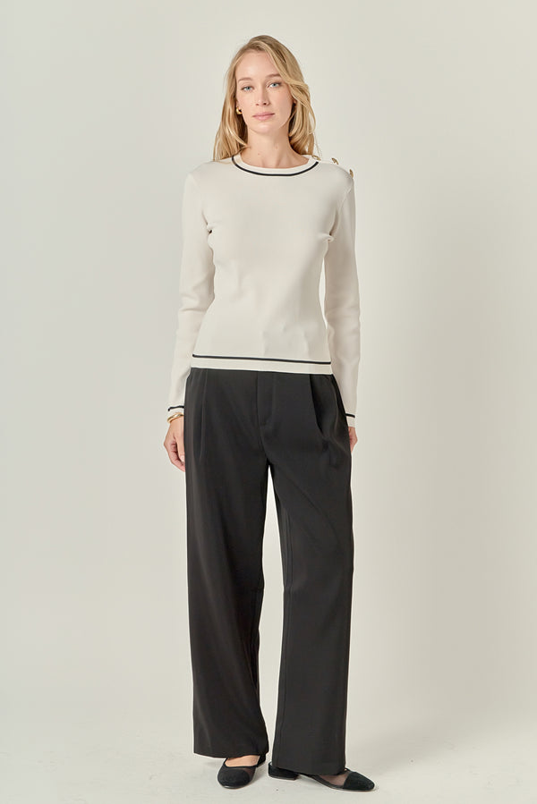 english factory Striped Knit Top OFF WHITE/BLACK