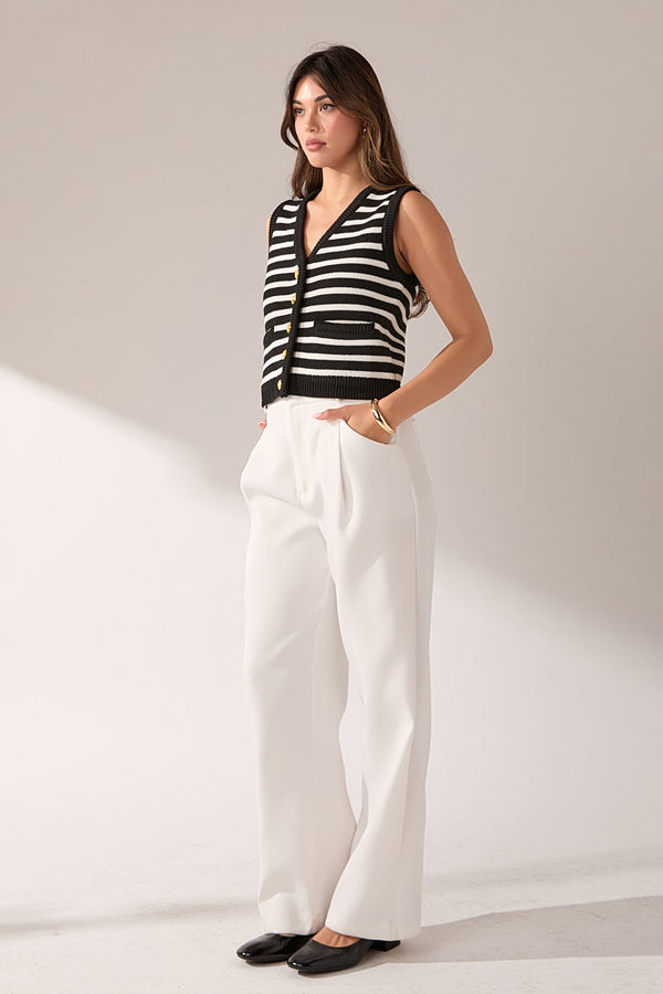 English Factory Striped Knit Vest IVORY/BLACK