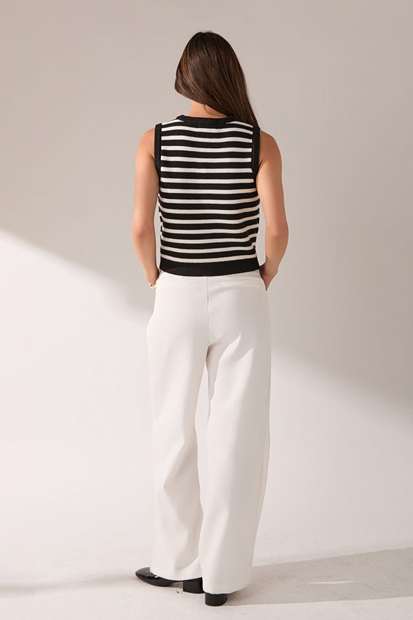 English Factory Striped Knit Vest IVORY/BLACK