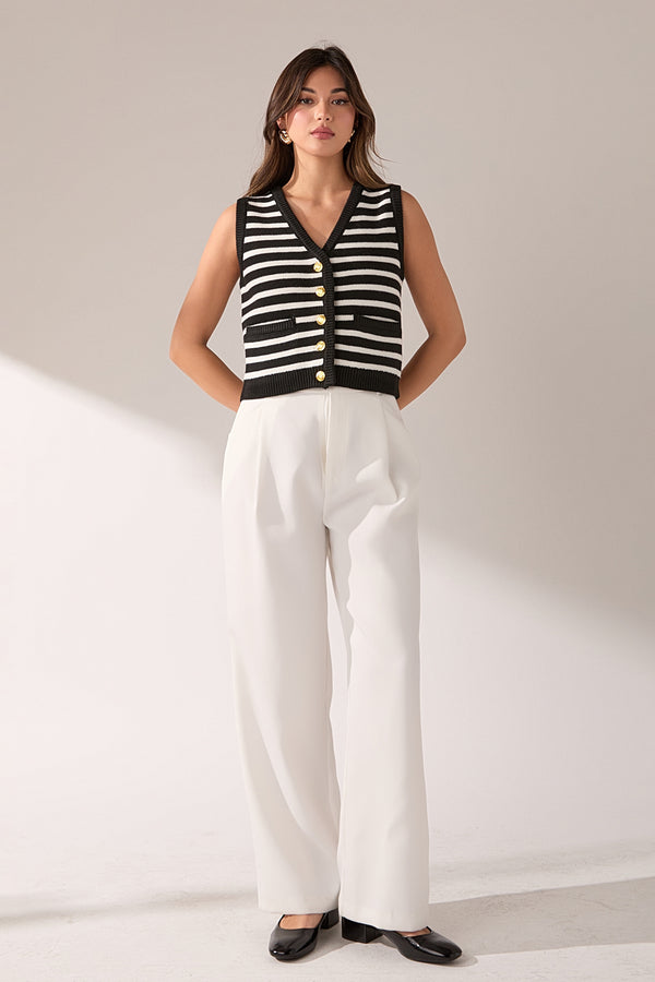 english factory Striped Knit Vest IVORY/BLACK