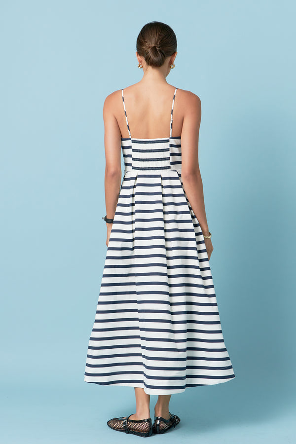English Factory Striped Midi Dress NAVY/WHITE