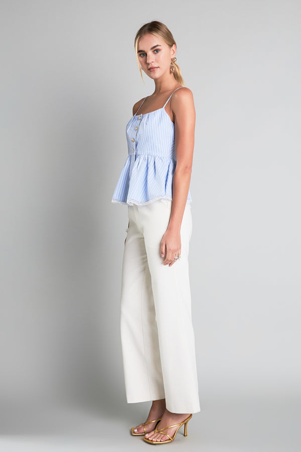 English Factory Striped Peplum Top BLUE/WHITE