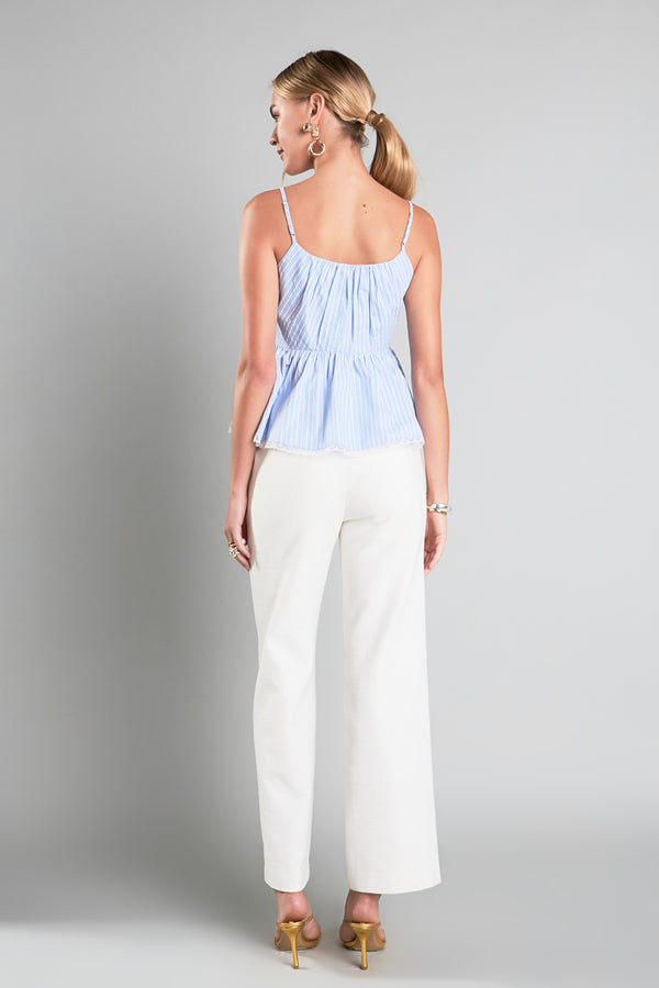 English Factory Striped Peplum Top BLUE/WHITE