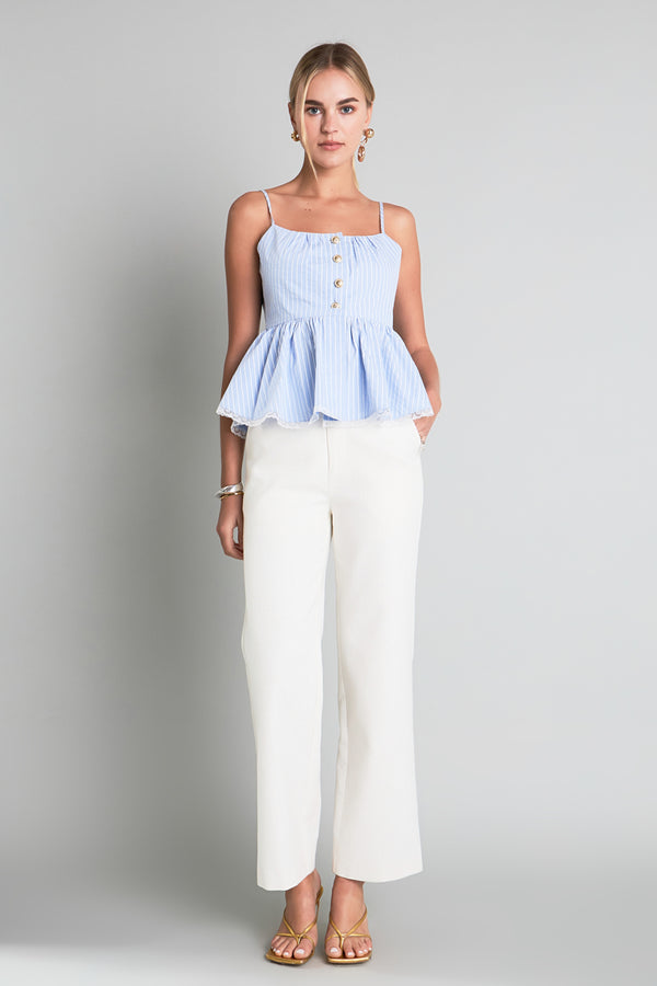 english factory Striped Peplum Top BLUE/WHITE