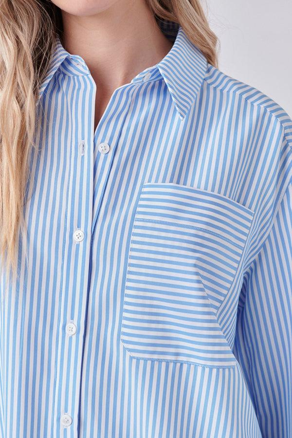 English Factory Striped Shirt Dress CLEAN BLUE