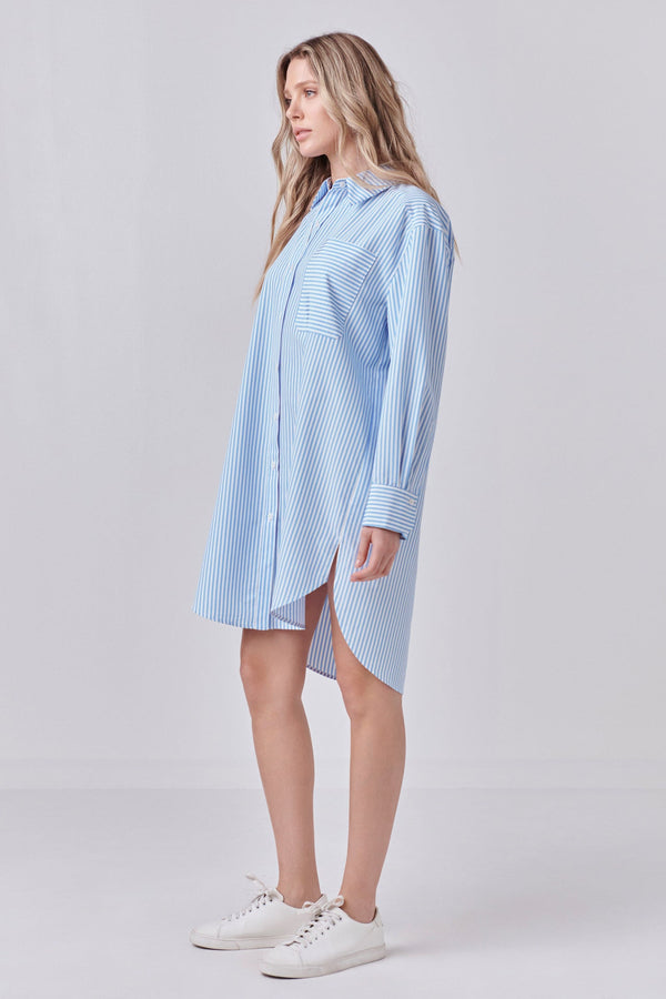 English Factory Striped Shirt Dress CLEAN BLUE
