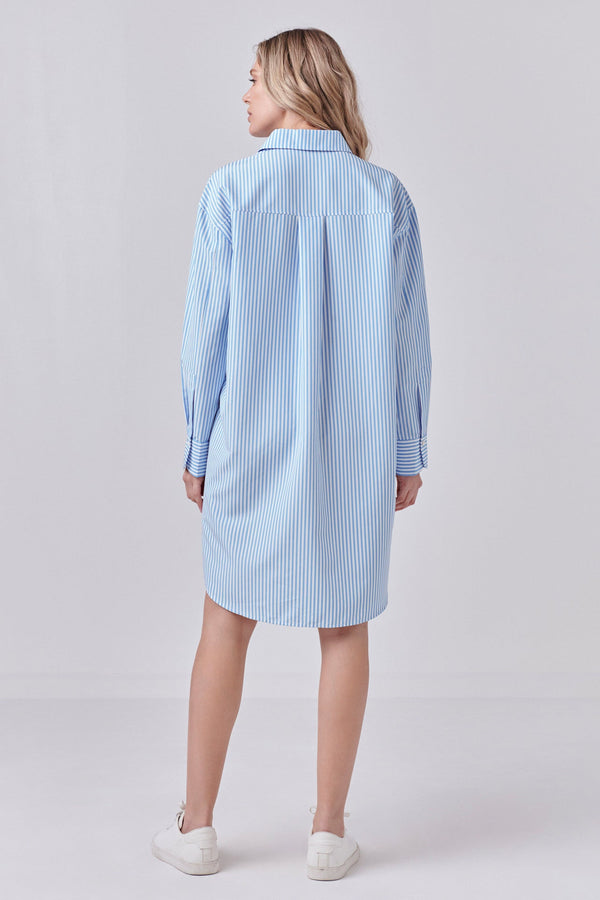 English Factory Striped Shirt Dress CLEAN BLUE