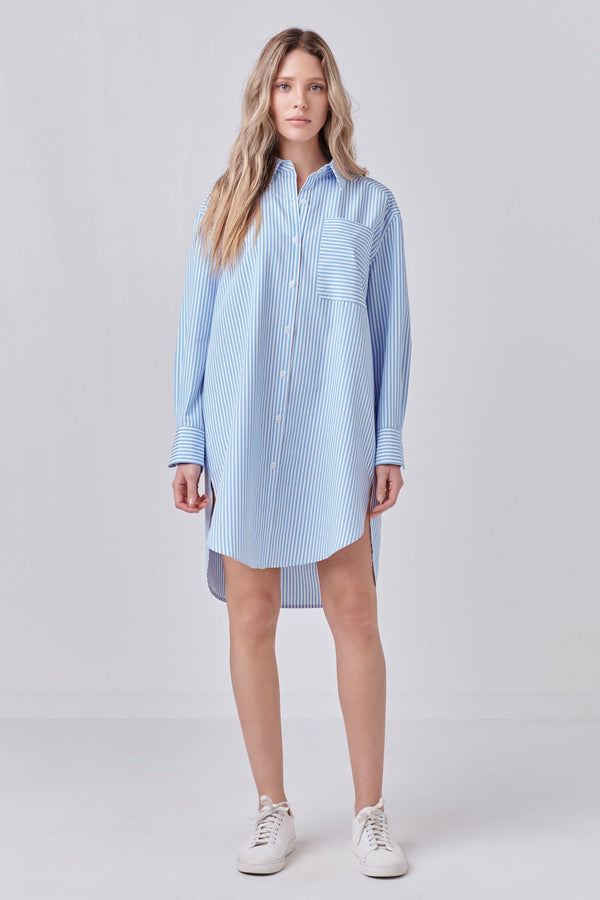 english factory Striped Shirt Dress CLEAN BLUE