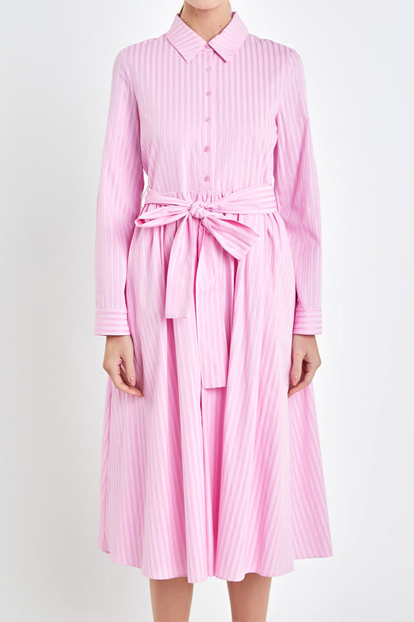 English Factory Striped Shirt Maxi Dress PINK