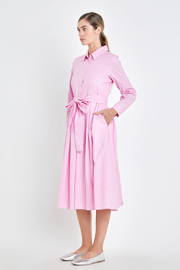 English Factory Striped Shirt Maxi Dress PINK