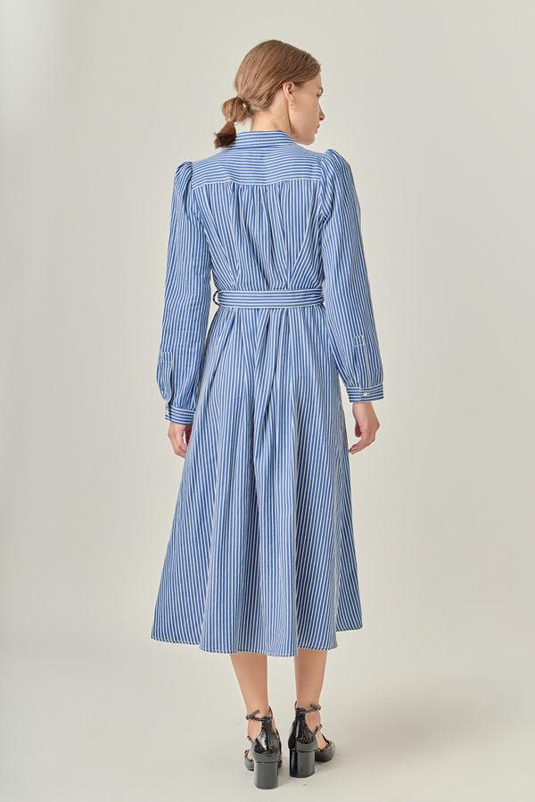 English Factory Striped Shirt Midi Dress NAVY
