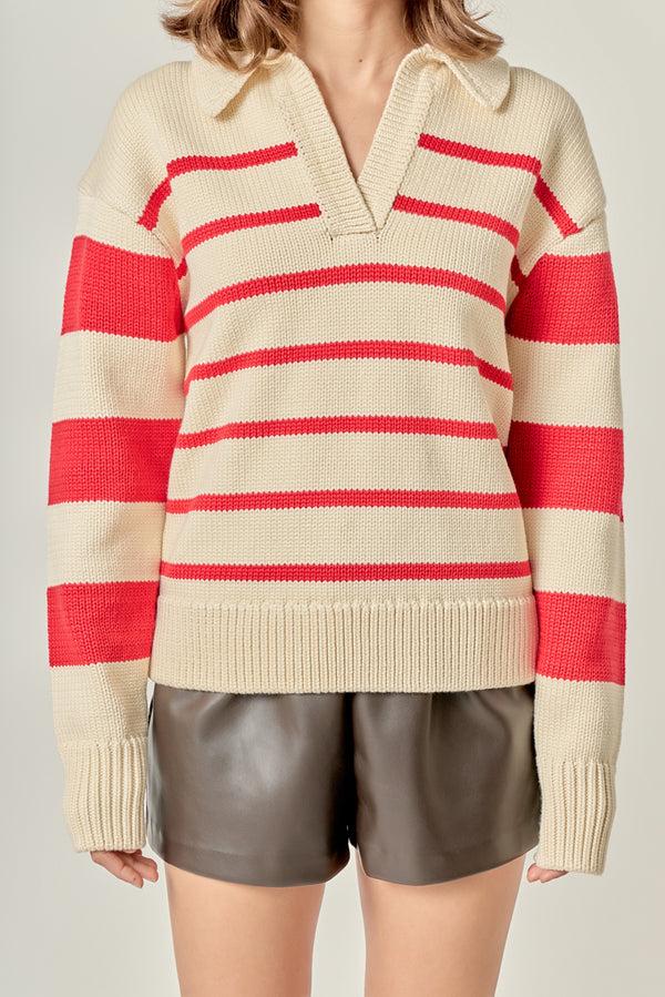 English Factory Striped Sweater CREAM/RED