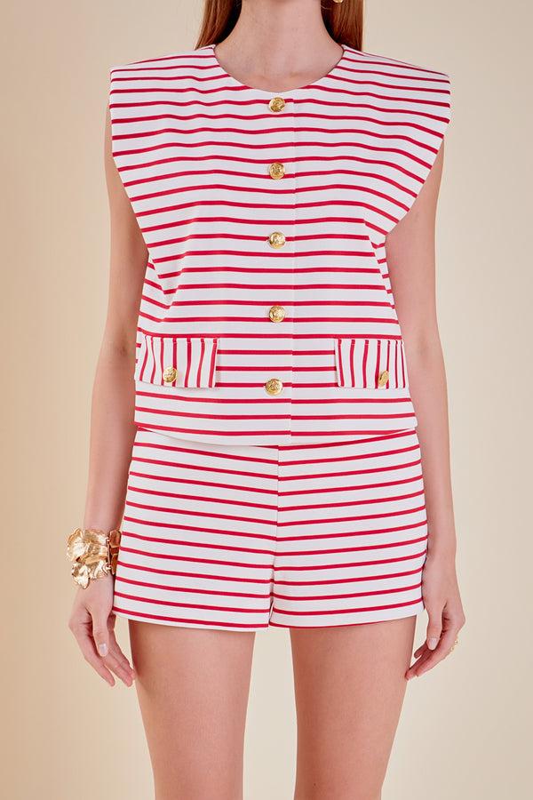 English Factory Striped Top WHITE/RED