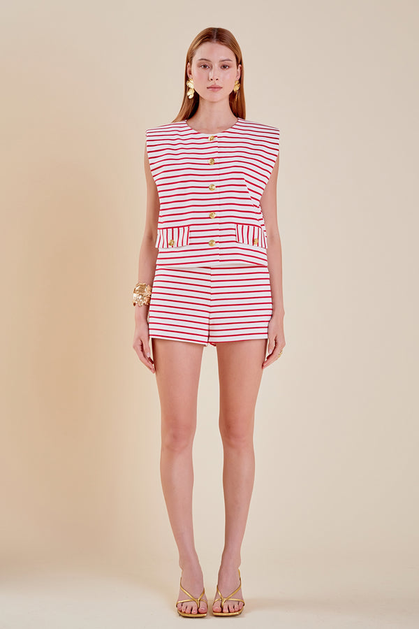 english factory Striped Top WHITE/RED