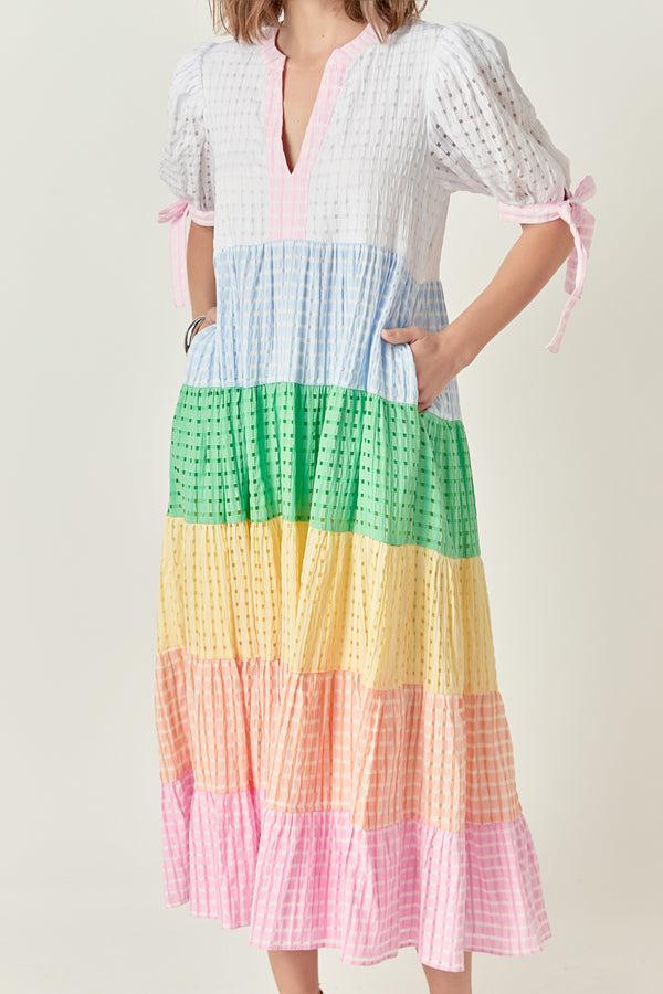 English Factory Sunni Color Block Midi Dress MULTI