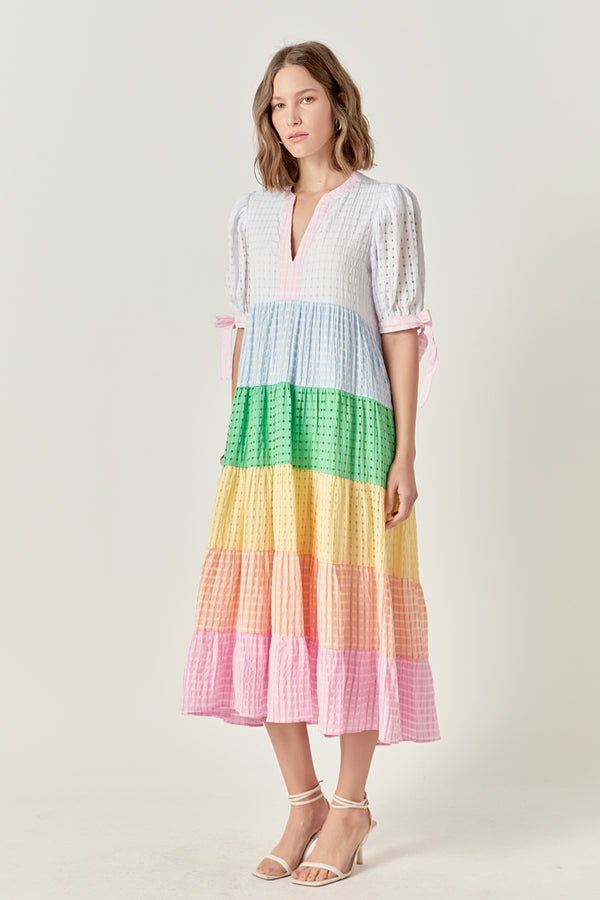 English Factory Sunni Color Block Midi Dress MULTI