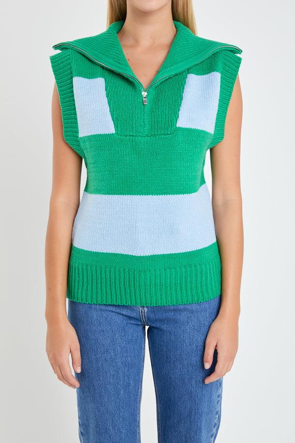 English Factory Sweater Polo Vest BLUE/GREEN