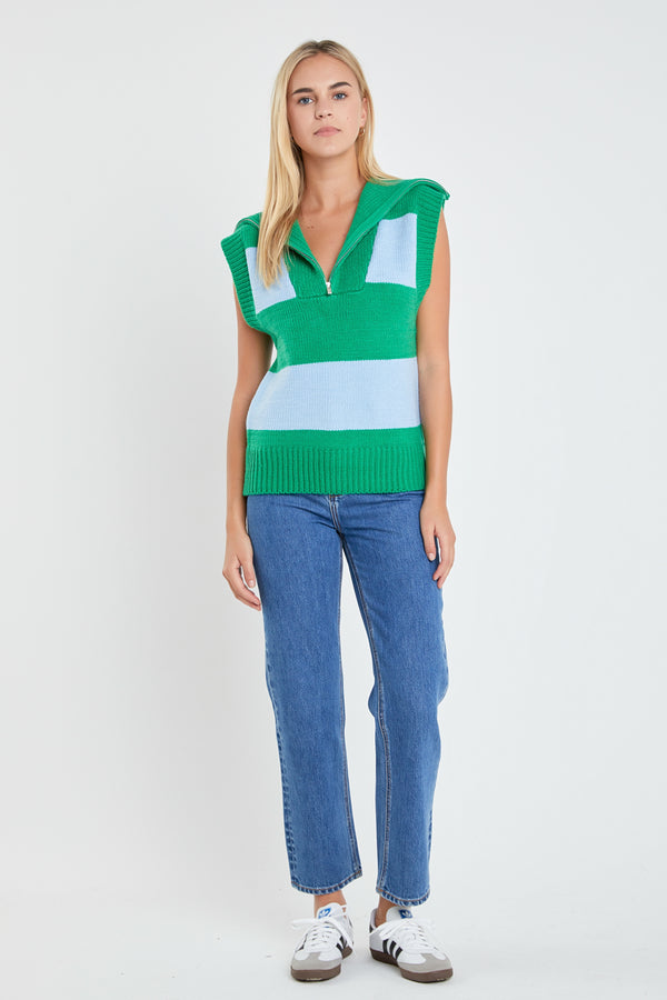 english factory Sweater Polo Vest BLUE/GREEN