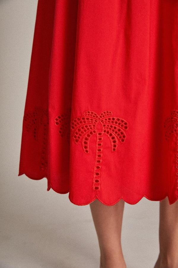 English Factory Sweet Scallop Midi Skirt RED