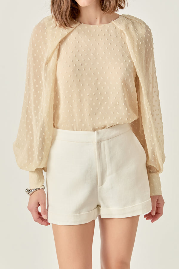 English Factory Swiss Dot Long Sleeve Blouse CREAM