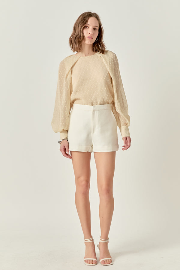 english factory Swiss Dot Long Sleeve Blouse CREAM