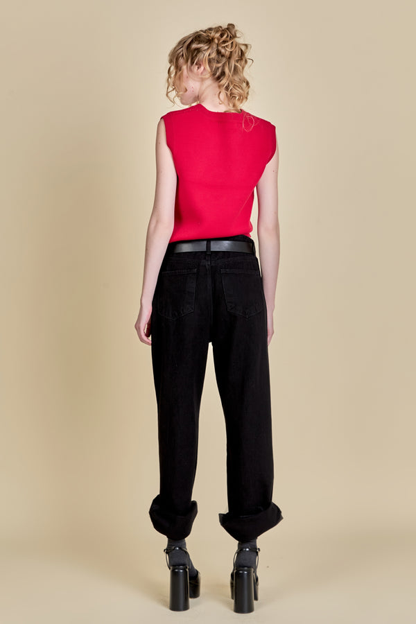 English Factory Teddy Bear Knit Vest CRANBERRY